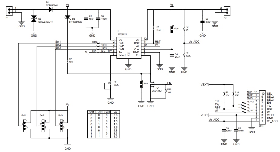 Schema - STMicroelectronics Scheda di valutazione AEK-POW-LDOV02J